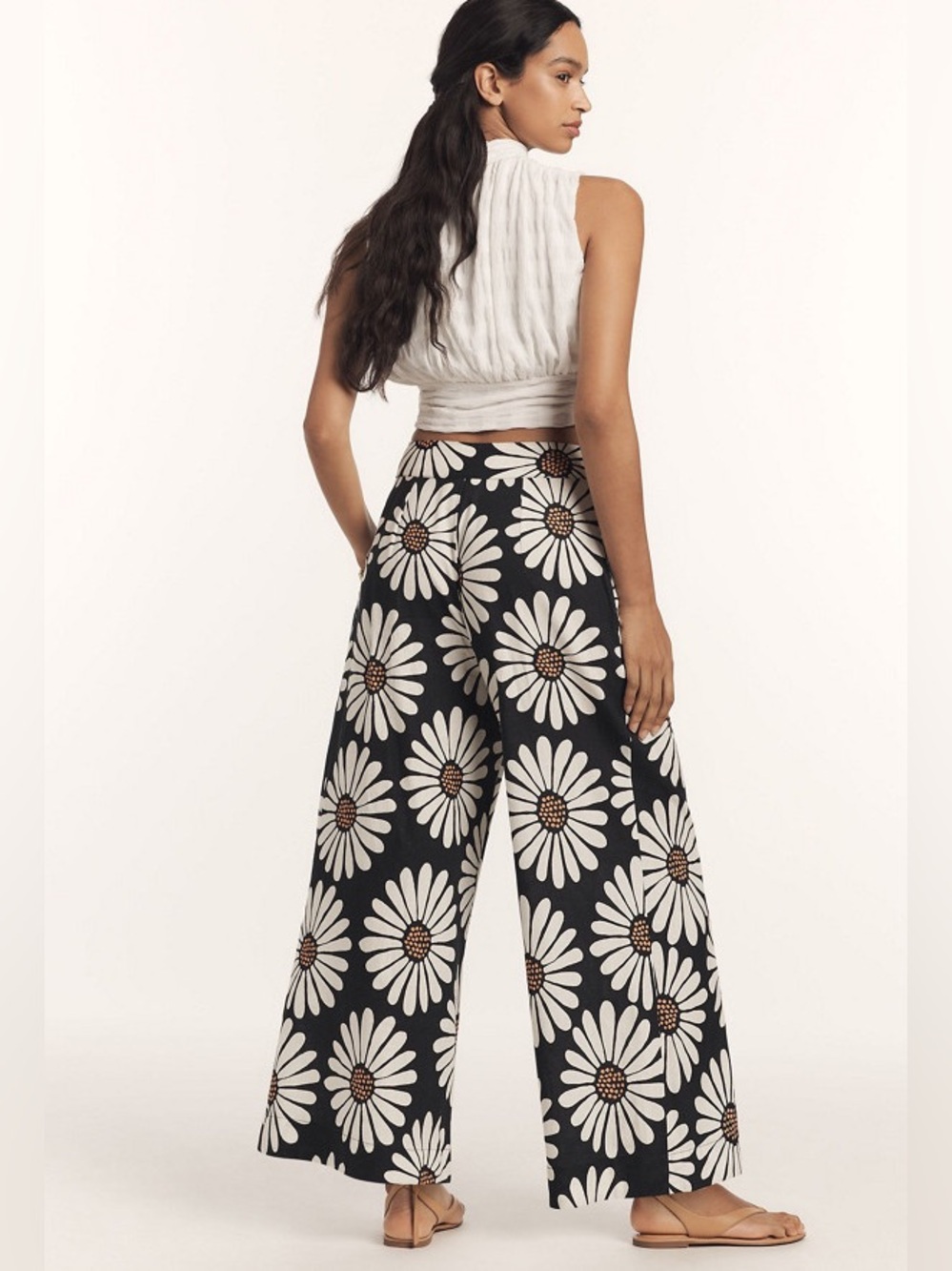Farm Rio Linen Blend Daisy Wide-Leg Pants - Picture 2 of 9